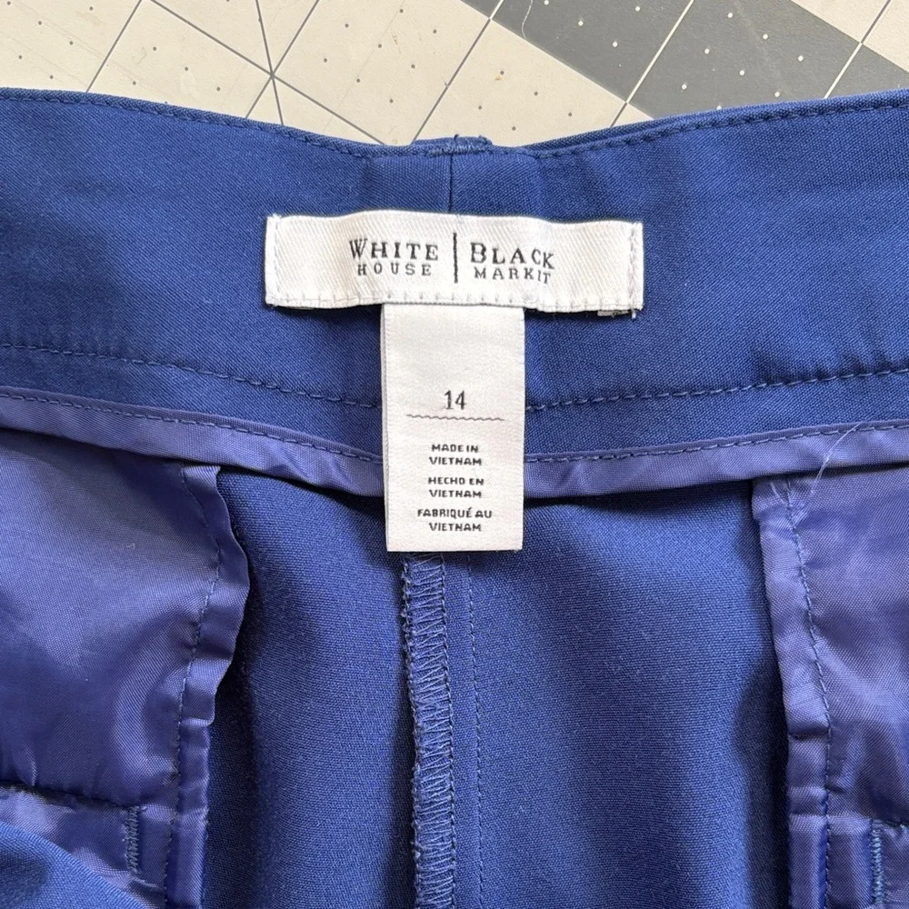 White House Black Market Royal Blue Cropped Dress Pants Sz 14 - Picture 5 of 6